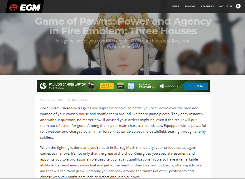 Game of Pawns: Power and Agency in Fire Emblem: Three Houses