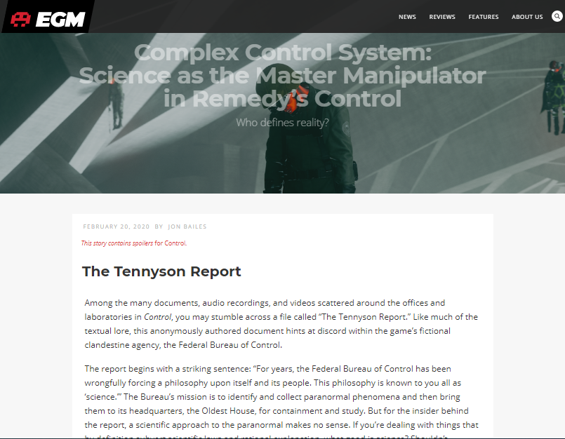 Complex Control System: Science as the Master Manipulator in Remedy’s Control